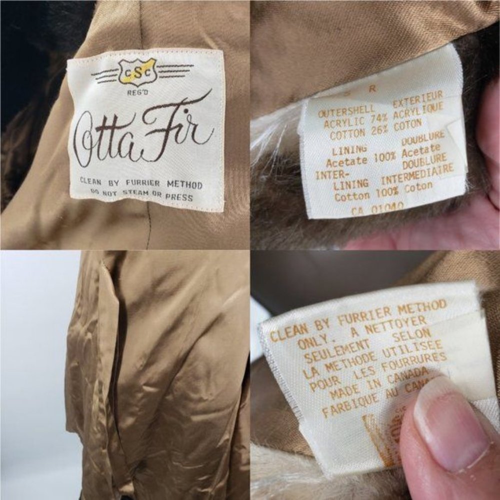 OTTA FIR Vintage Faux Fur Coat 50's 60's Retro Textured Belted Small EUC - Picture 15 of 15